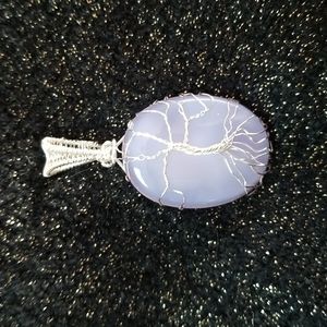 Purple Chalcedony Tree of life necklace